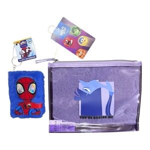 Disney Pixar Spiderman notebook & inside out 2 bag